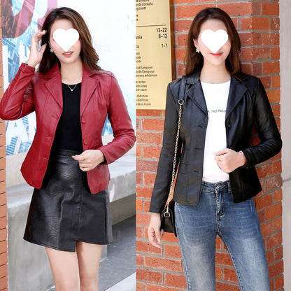 Leather Coat Women Fall Short Western Style All-matching Women