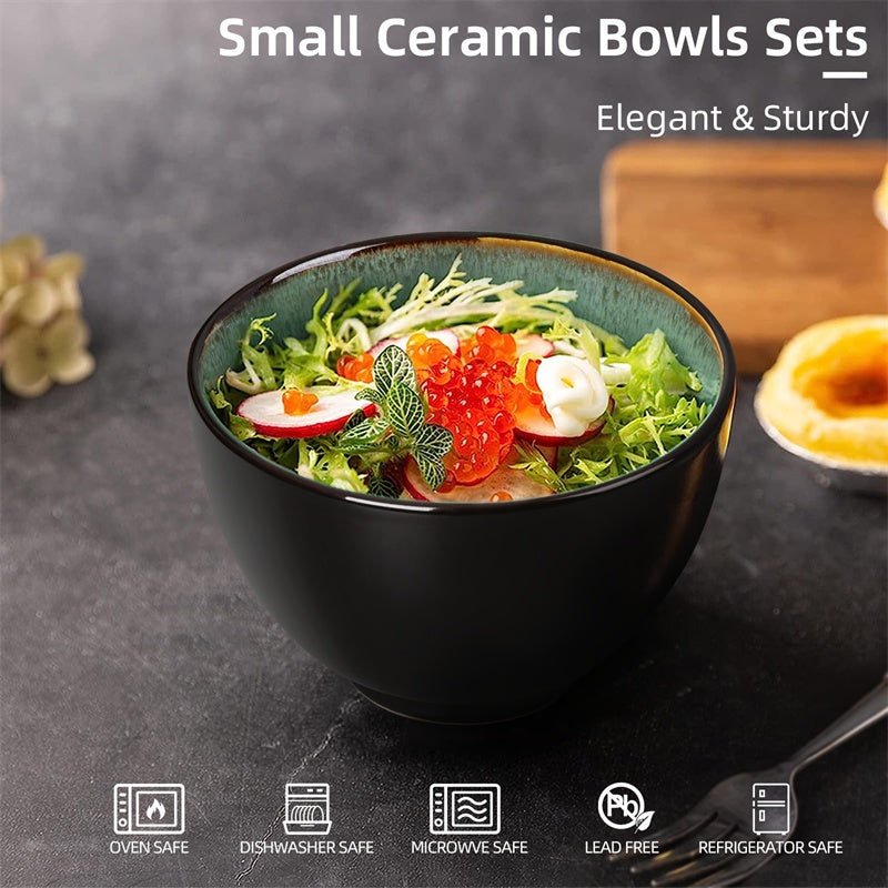 Creative Western Food  Kiln Change Peacock Green Bowl 24oz Bowl Set Of 4 For Cereal, Salad, Pasta, Soup, Dessert, Serving Dishwasher, Microwave And Oven