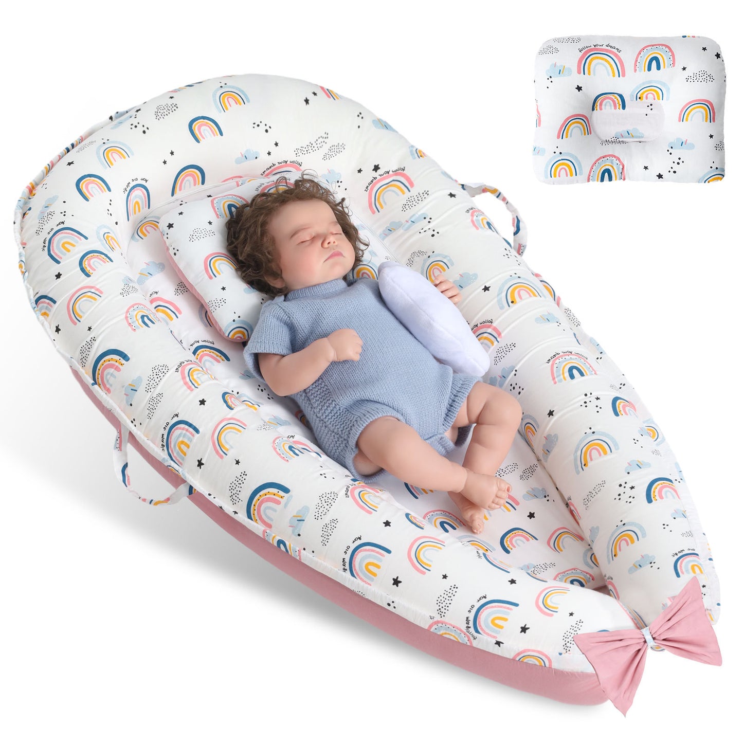 Baby's Crib pure Cotton Sleeve , High-grade Memory Foam, Inner Core, Detachable, Easy To Clean, Easy To Carry