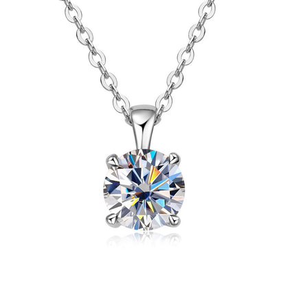 Classic Four-claw Diamond Necklace High-grade 925 Silver Plating 18K Gold Pendant