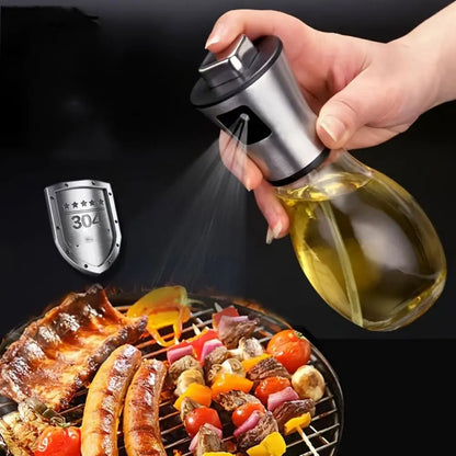 200ML Stainless Steel Oil Spray Bottle Perfect for Kitchen Cooking & Air Fryer Bottle Glass Stainless Steel Oil Sprayer