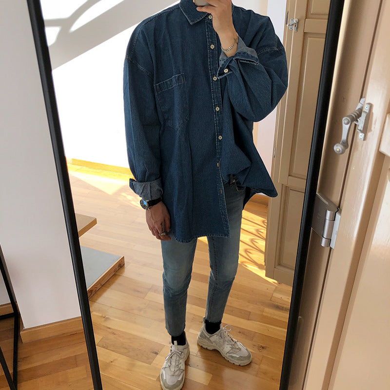 Mens Fashion Loose Denim Shirt Jacket